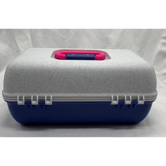 Vintage Caboodles Make Up Storage‎ Organizer Hard Case Mirror 2622 Gray Purple - Picture 2 of 12